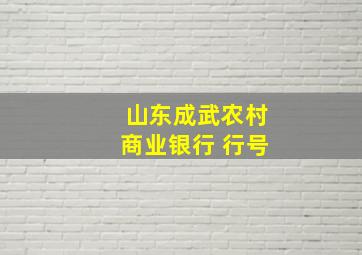 山东成武农村商业银行 行号